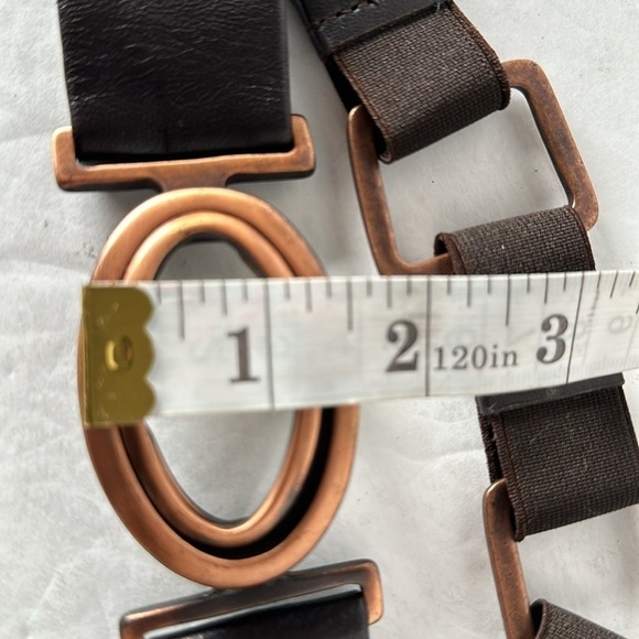Sold🛍️BELT STRETCH LEATHER AND CHAIN By Sandy Duftler S Brown Copper-Tone - Picture 14 of 16